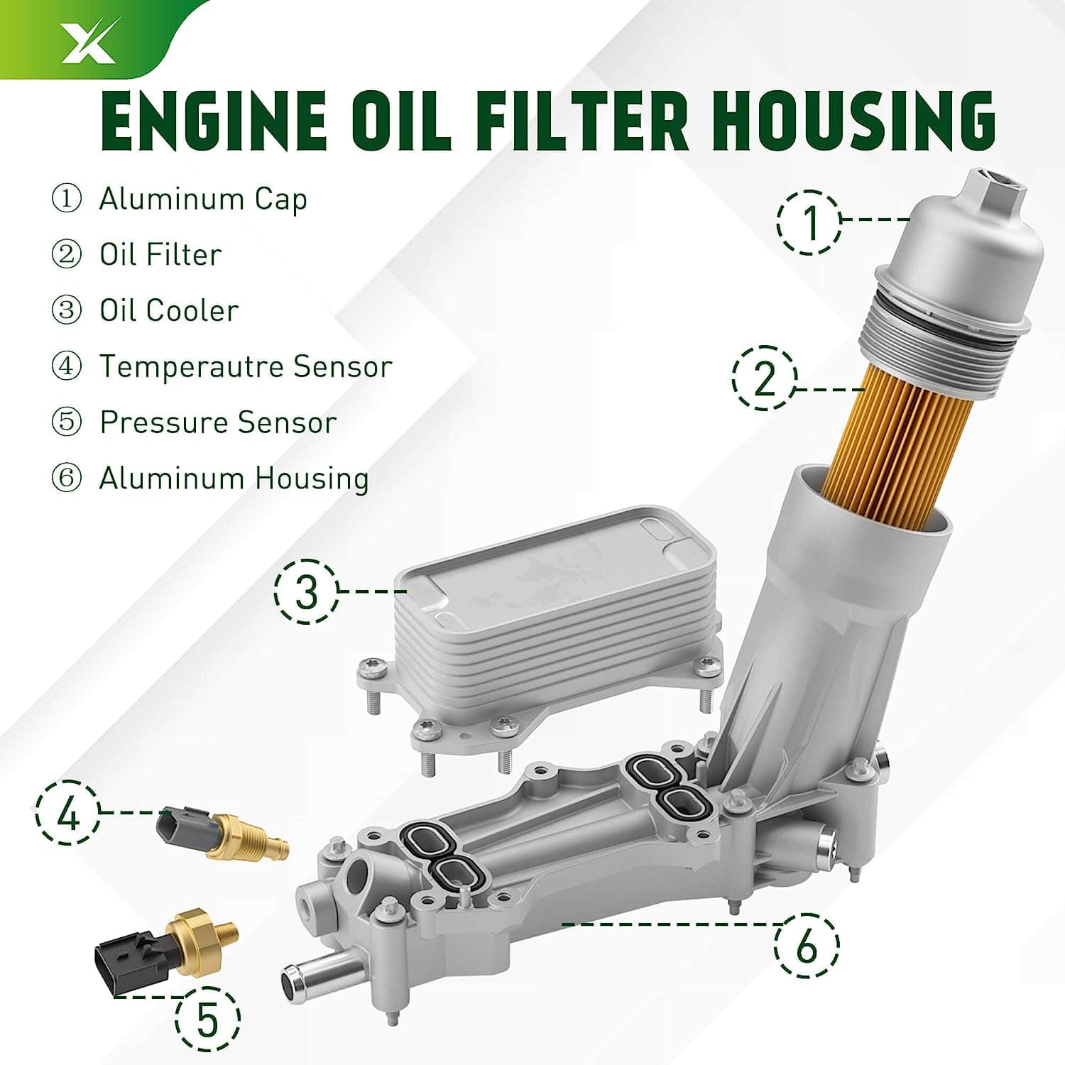 926-876 All Aluminum Engine Oil Filter Housing